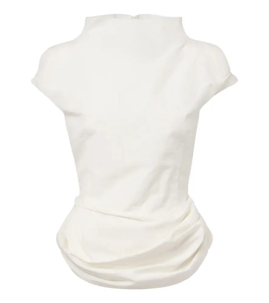 Draped cotton and silk top