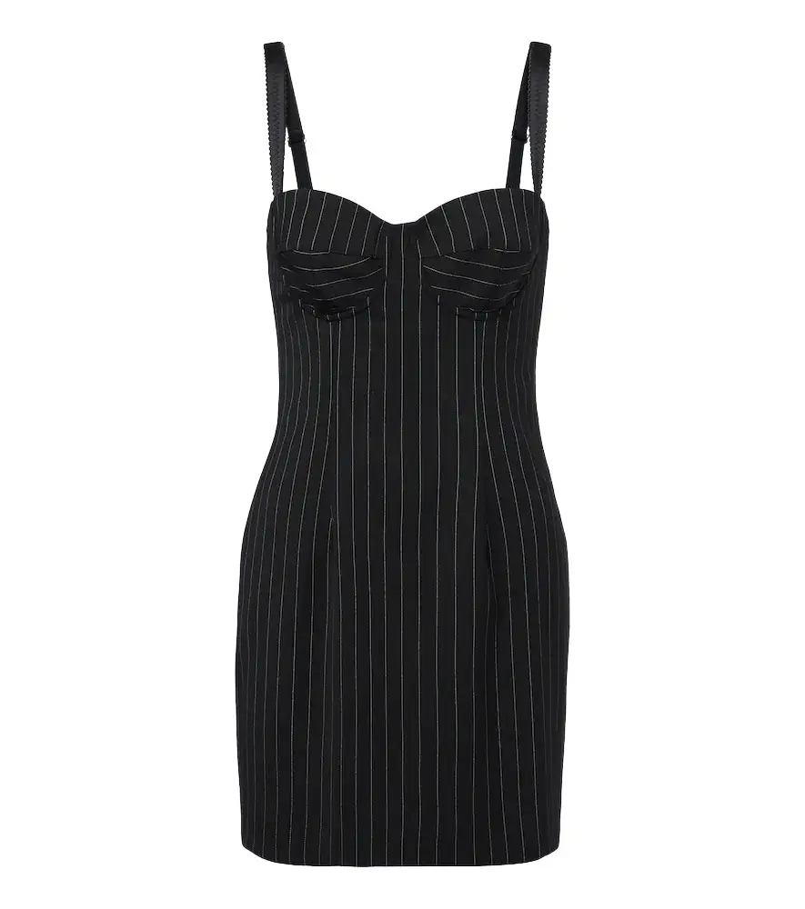 Dolce & Gabbana Pinstriped wool and silk-blend bustier dress | Image 1 Dolce & Gabbana Pinstriped wool and silk-blend bustier dress | Image 1