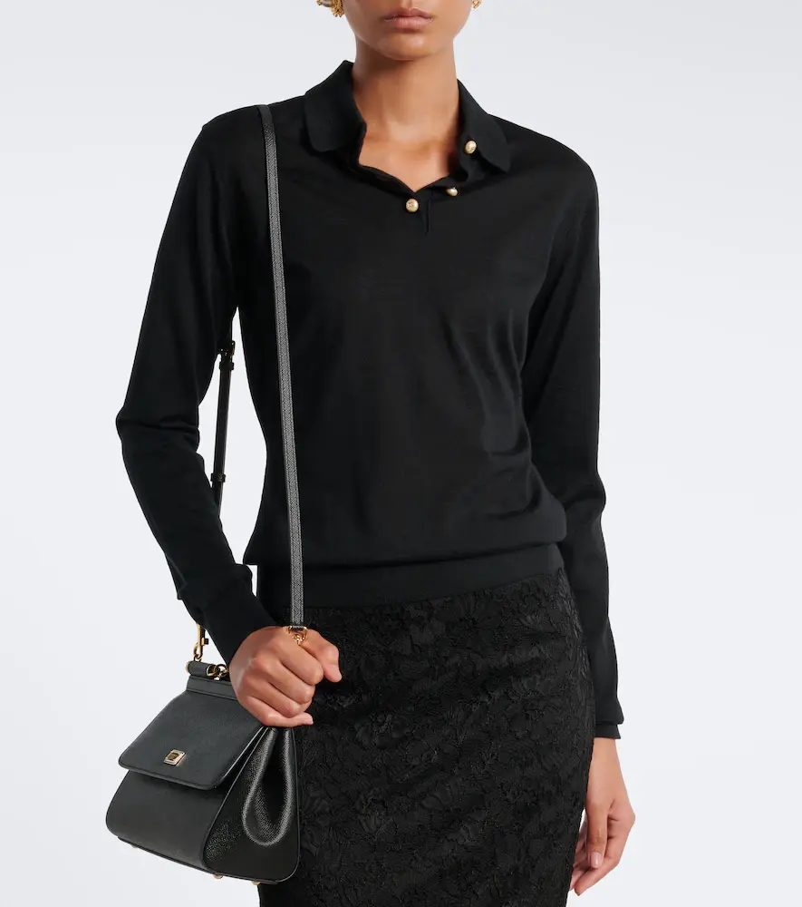Dolce & Gabbana Embellished cashmere polo sweater | Thumbnail 4