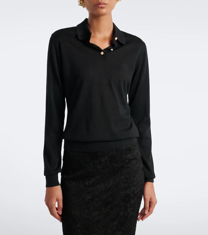 Dolce & Gabbana Embellished cashmere polo sweater | Thumbnail 6