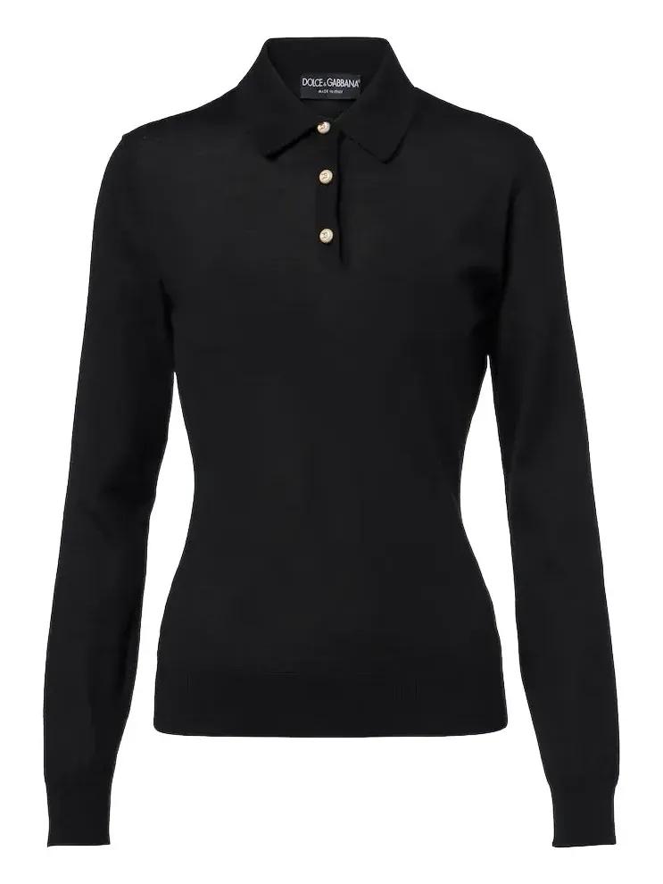 Embellished cashmere polo sweater