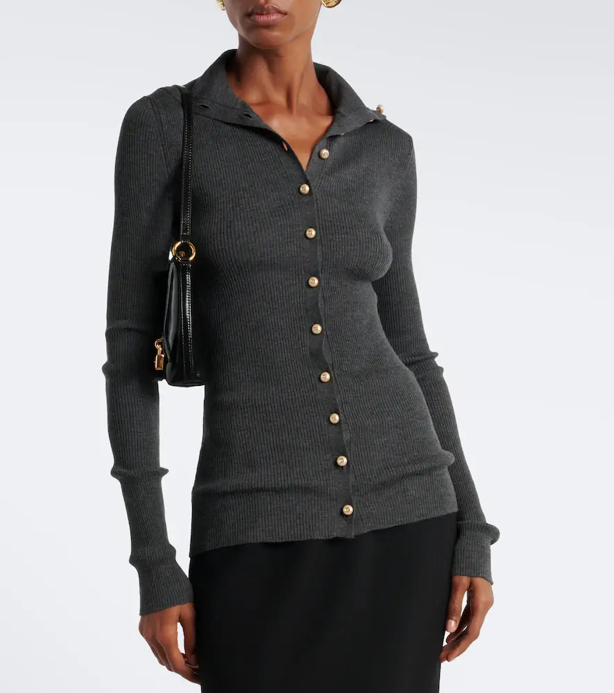Dolce & Gabbana Embellished ribbed-knit wool cardigan | Thumbnail 4