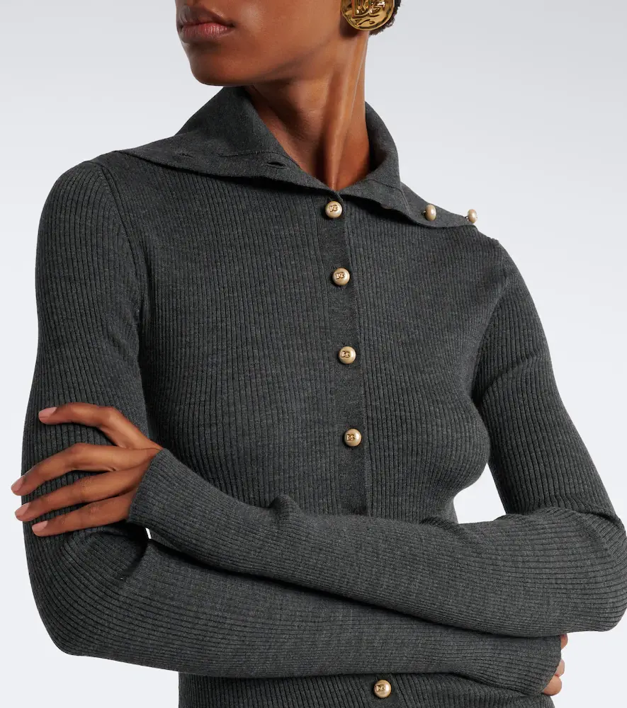 Dolce & Gabbana Embellished ribbed-knit wool cardigan | Thumbnail 5