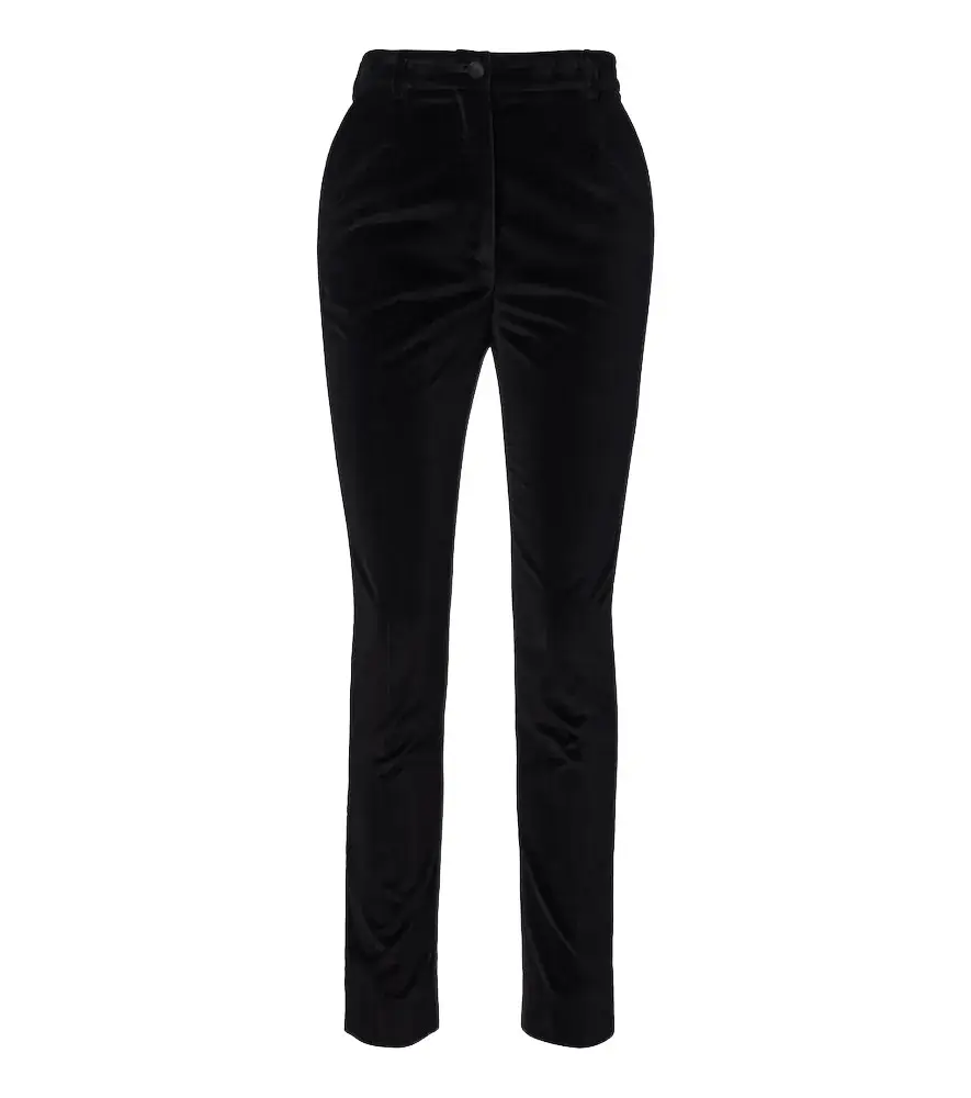 Dolce & Gabbana Cotton and silk-blend velvet slim pants | Image 1 Dolce & Gabbana Cotton and silk-blend velvet slim pants | Image 1