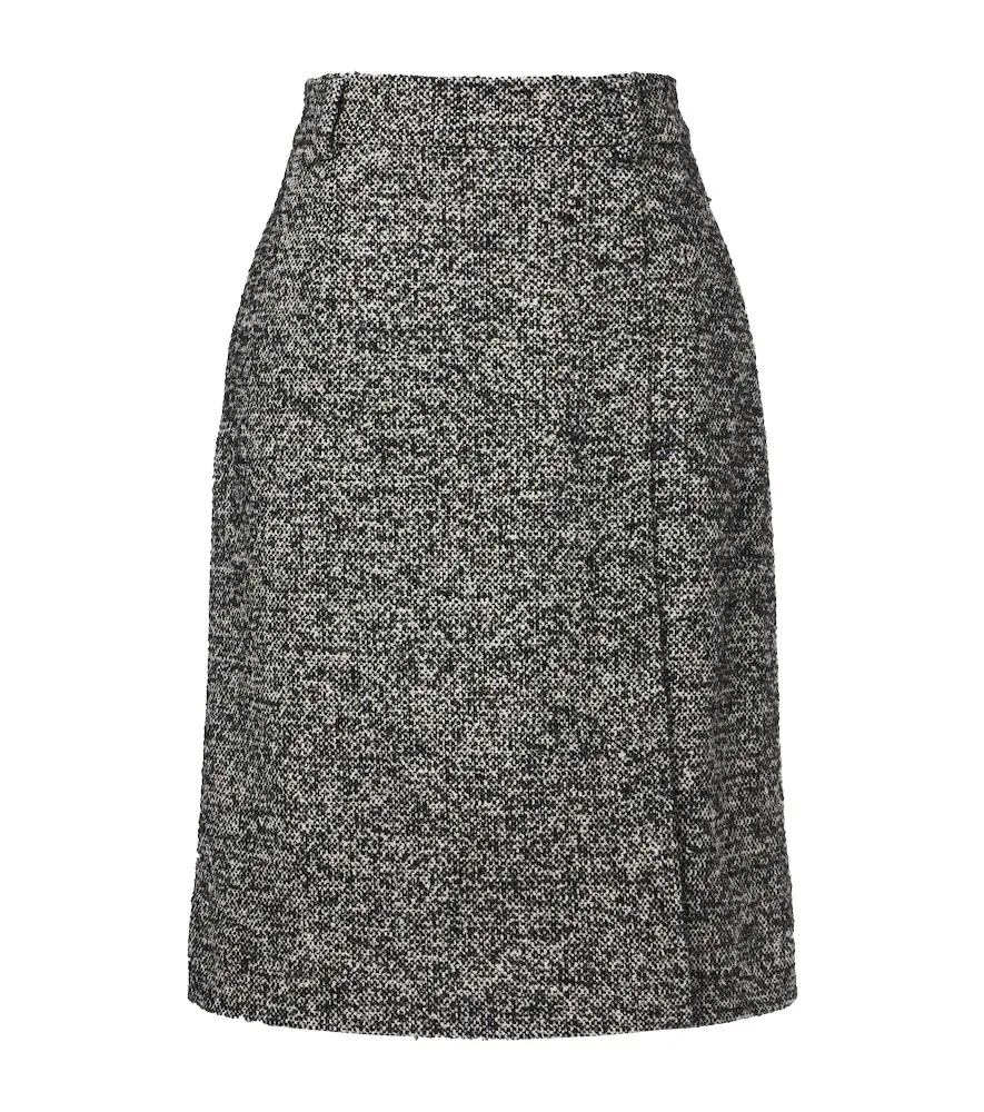 Wool, silk, and alpaca-blend tweed pencil skirt Wool, silk, and alpaca-blend tweed pencil skirt
