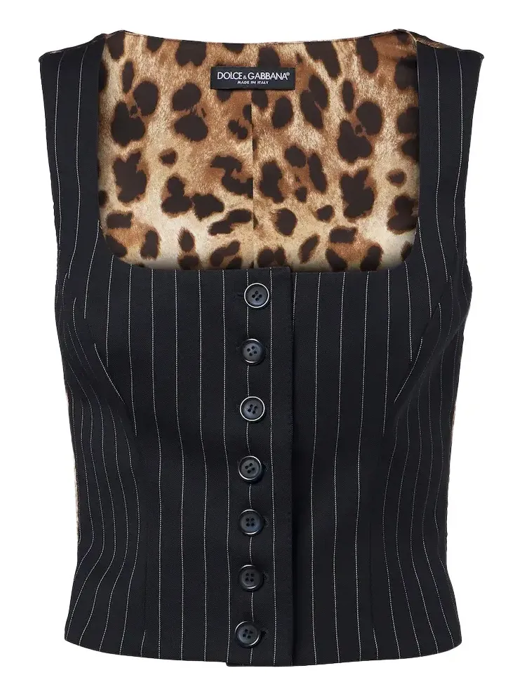 Pinstriped wool-blend vest Pinstriped wool-blend vest