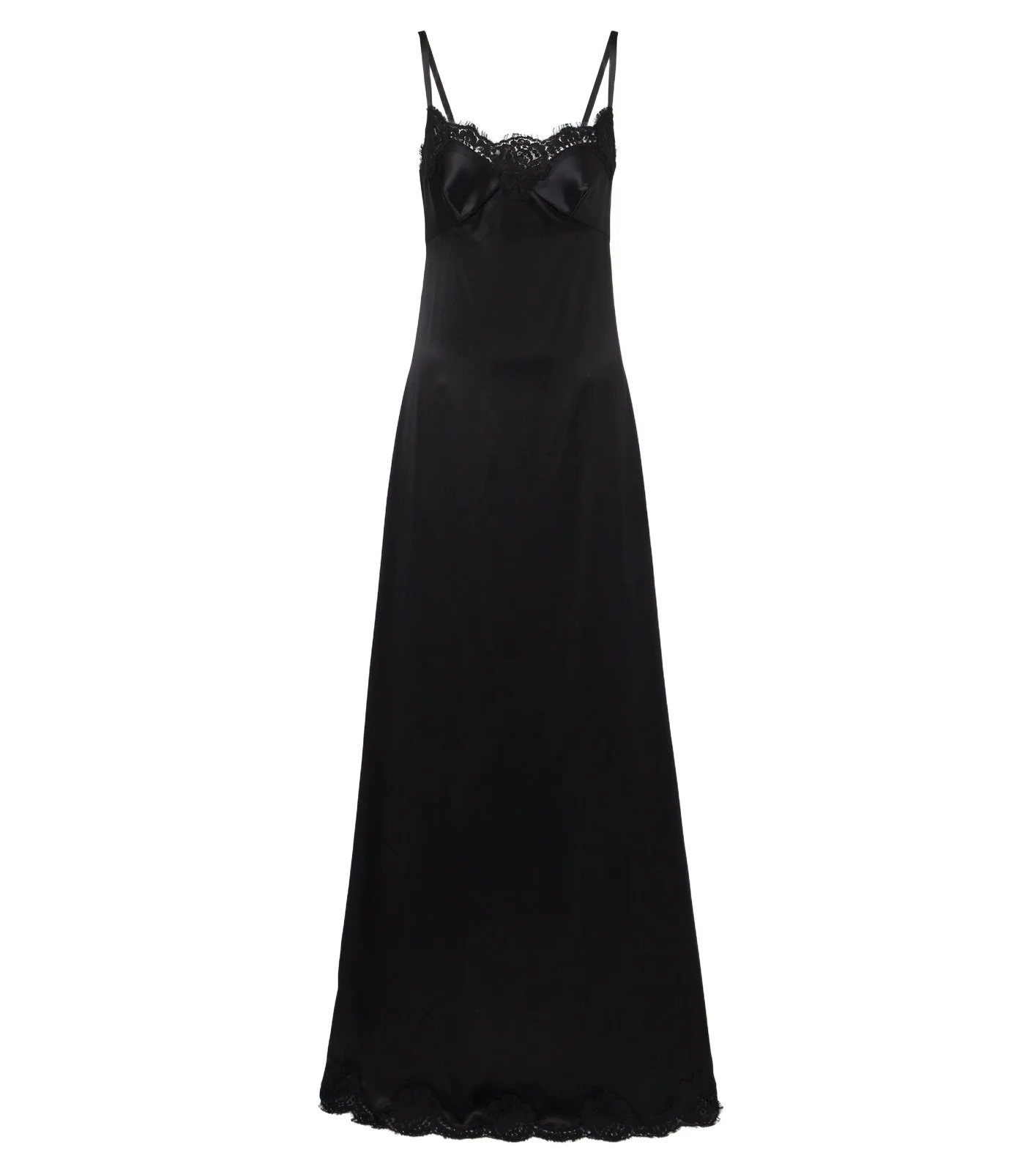 Lace-trimmed silk and cotton-blend gown Lace-trimmed silk and cotton-blend gown