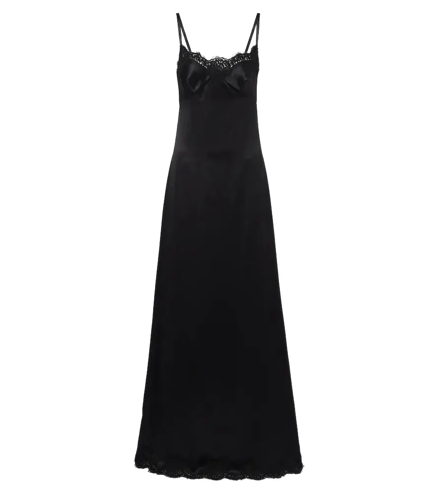 Dolce & Gabbana Lace-trimmed silk and cotton-blend gown | Image 1 Dolce & Gabbana Lace-trimmed silk and cotton-blend gown | Image 1