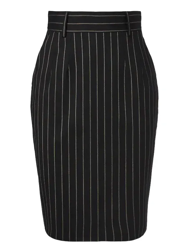 Pinstriped wool pencil skirt
