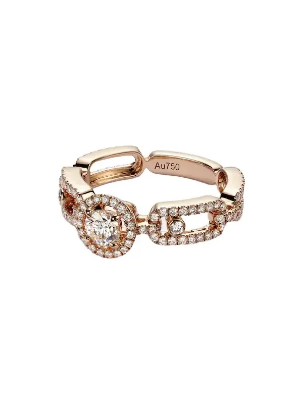 Move Link Small 18kt rose gold ring with diamonds