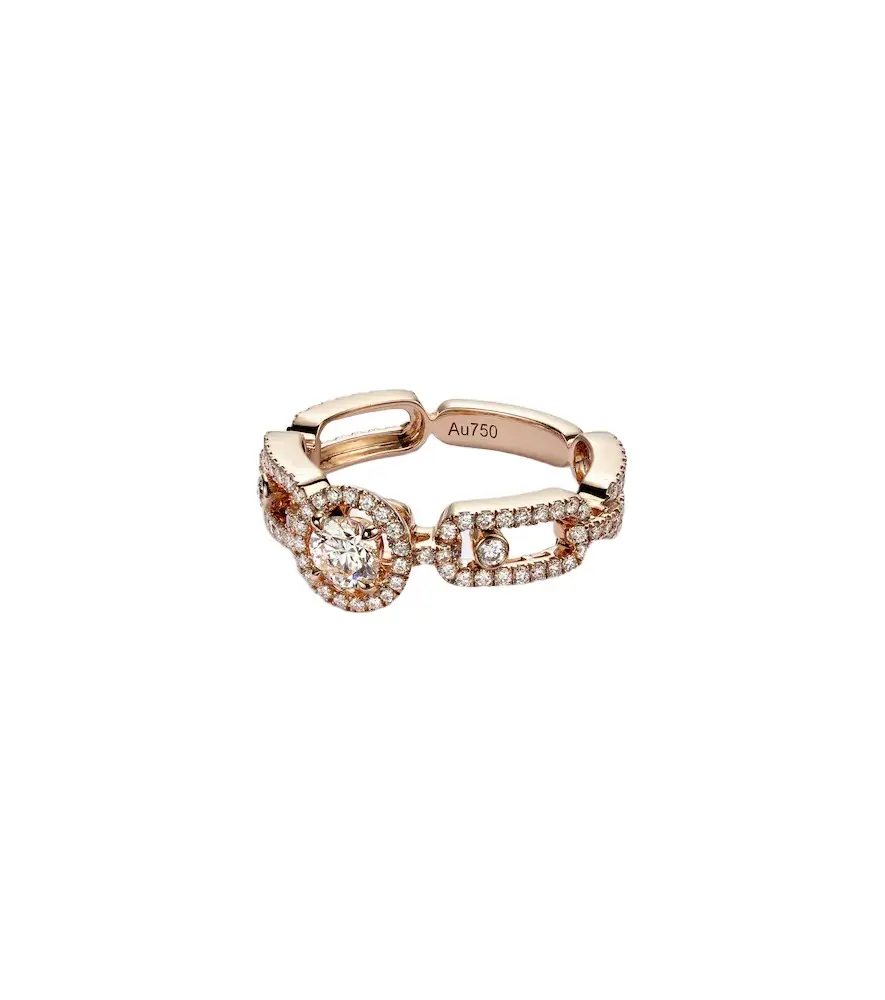 Messika Move Link Small 18kt rose gold ring with diamonds | Image 1 Messika Move Link Small 18kt rose gold ring with diamonds | Image 1