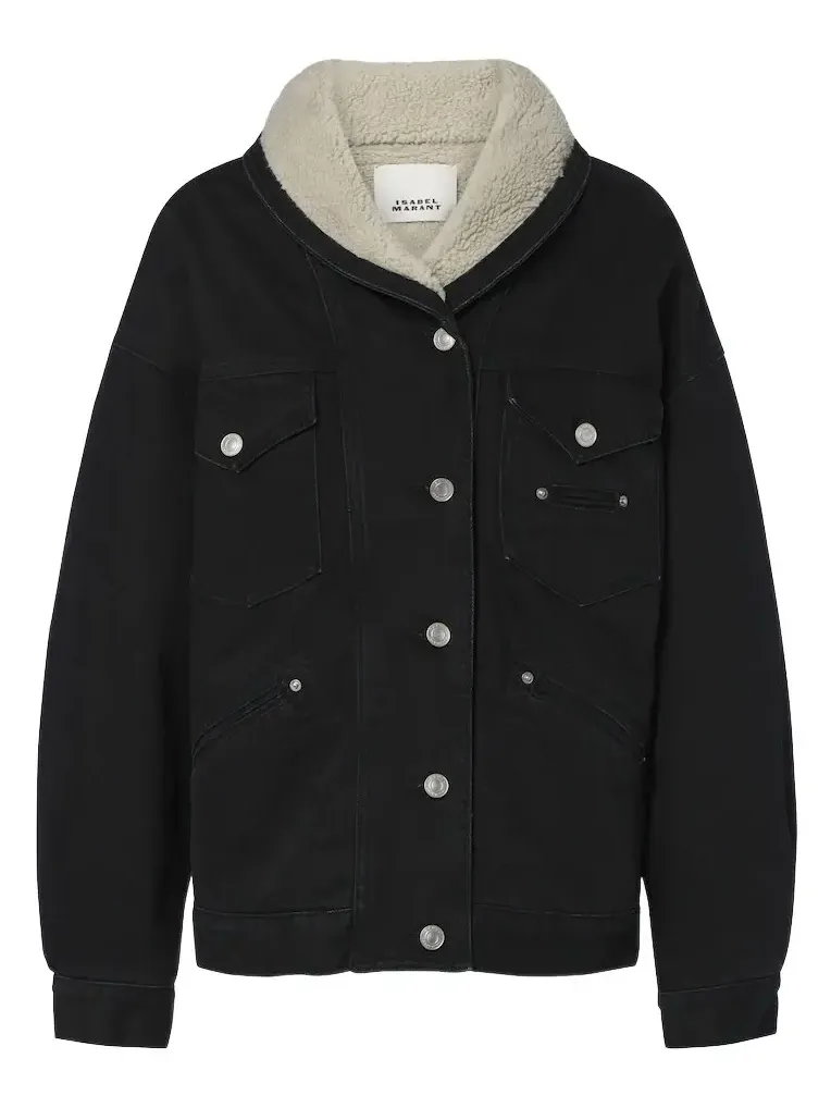 Pimia fleece-trimmed denim jacket Pimia fleece-trimmed denim jacket