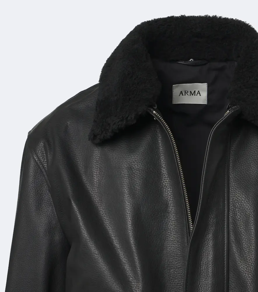 ARMA Bari teddy-trimmed leather blouson jacket | Thumbnail 2 ARMA Bari teddy-trimmed leather blouson jacket | Thumbnail 2