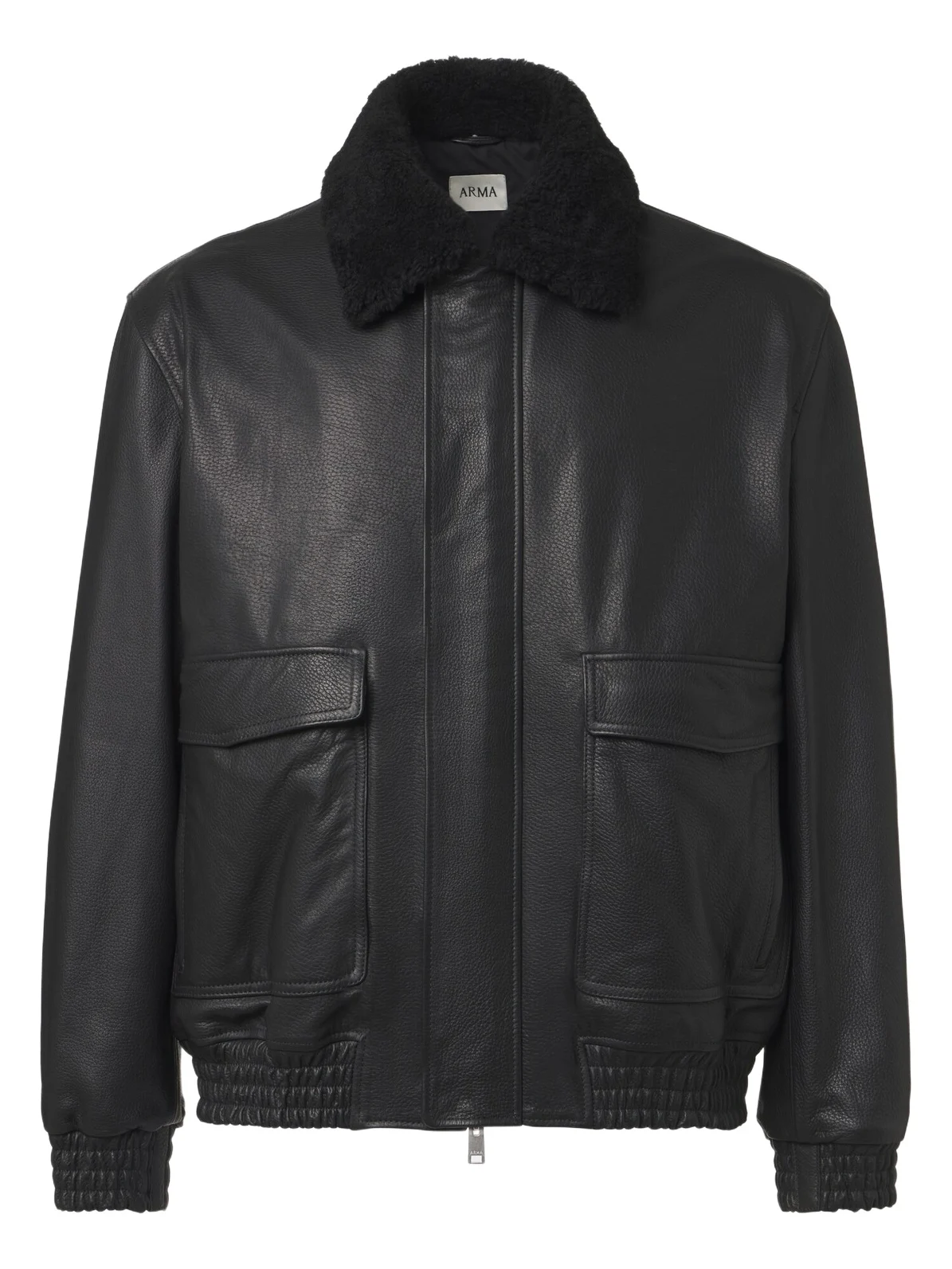 Bari teddy-trimmed leather blouson jacket