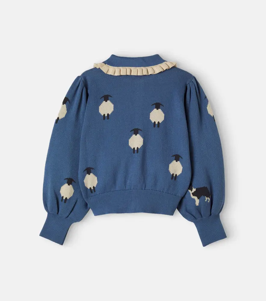 EMILE & IDA Jacquard ruffled cotton cardigan | Thumbnail 3 EMILE & IDA Jacquard ruffled cotton cardigan | Thumbnail 3