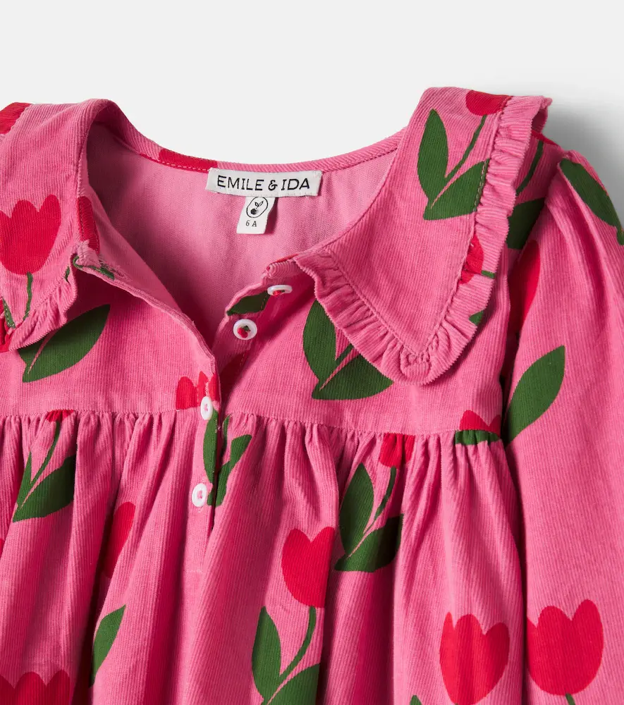 EMILE & IDA Floral ruffled cotton corduroy dress | Thumbnail 3