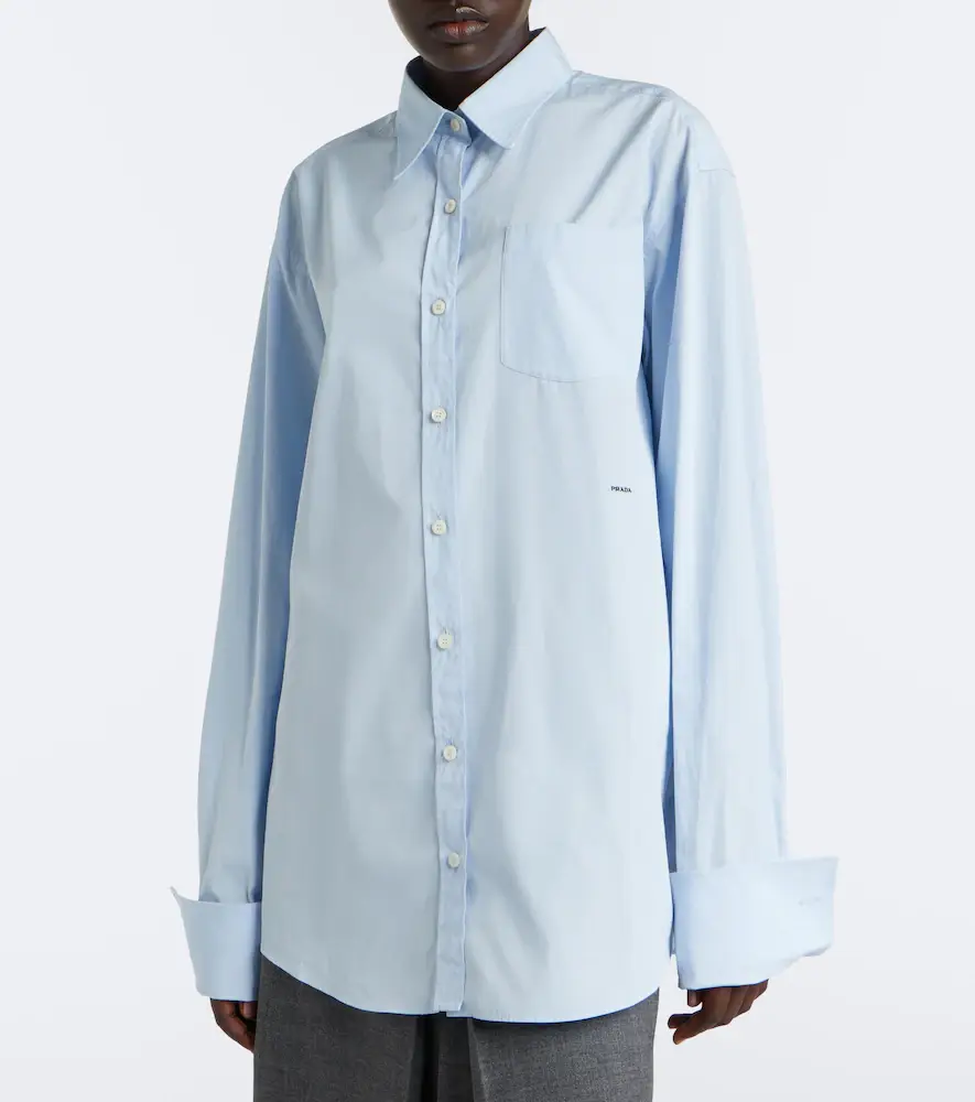 Prada Tie-neck cotton poplin shirt | Thumbnail 3