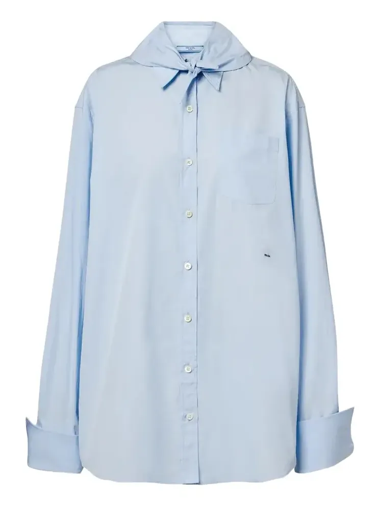 Tie-neck cotton poplin shirt Tie-neck cotton poplin shirt