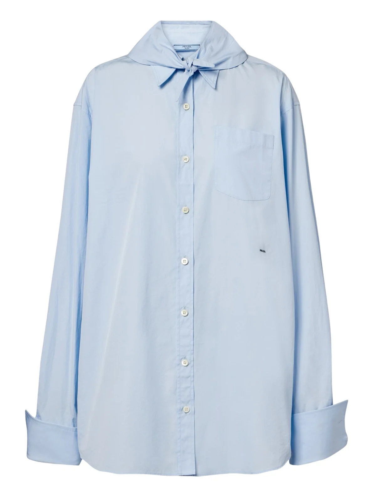 Tie-neck cotton poplin shirt