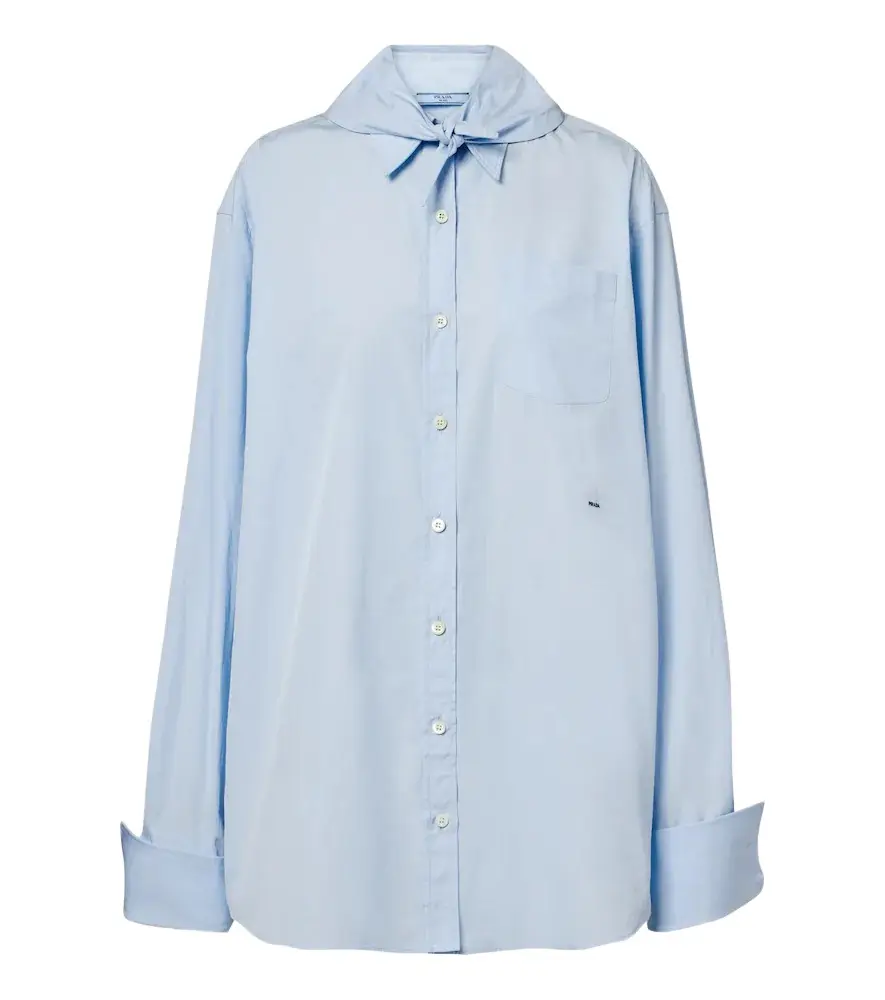 Prada Tie-neck cotton poplin shirt | Image 1 Prada Tie-neck cotton poplin shirt | Image 1