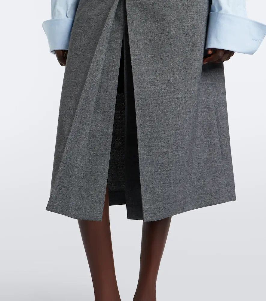 Prada Layered pleated wool midi skirt | Thumbnail 3 Prada Layered pleated wool midi skirt | Thumbnail 3
