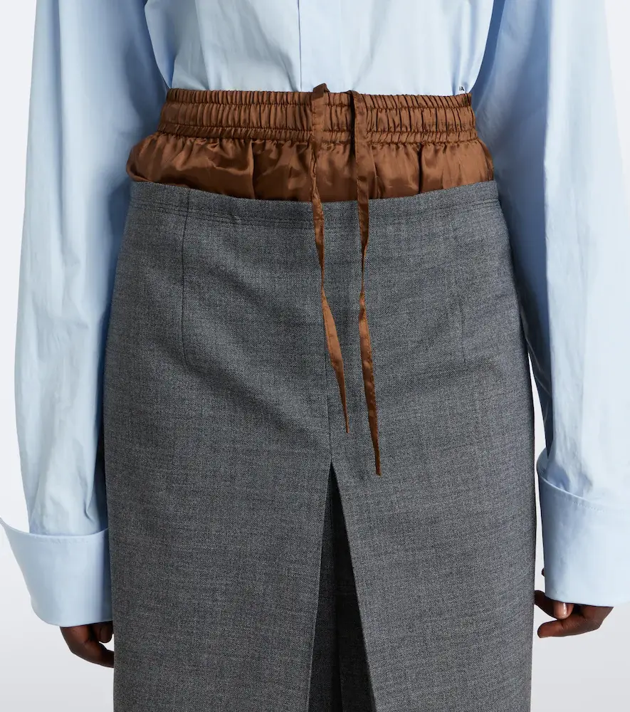 Prada Layered pleated wool midi skirt | Thumbnail 5 Prada Layered pleated wool midi skirt | Thumbnail 5