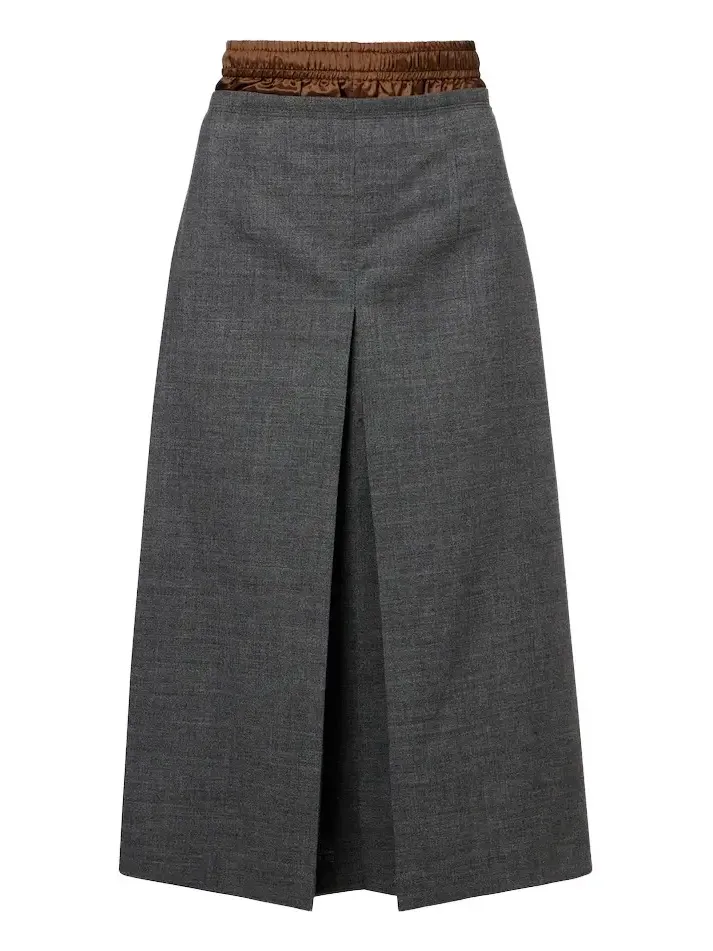 Layered pleated wool midi skirt Layered pleated wool midi skirt