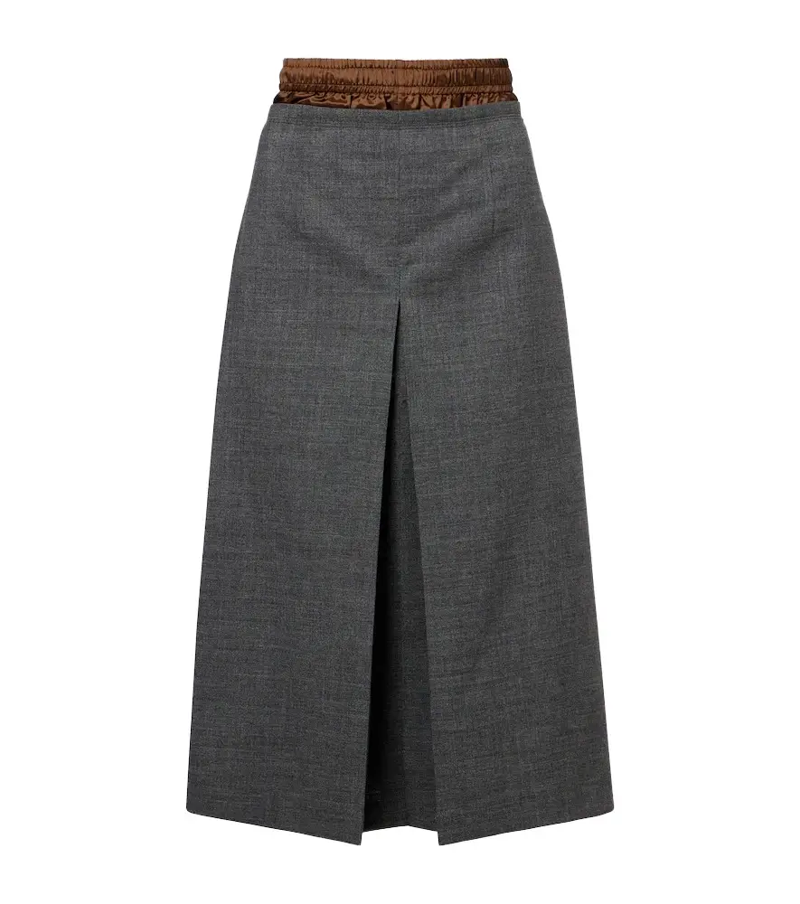 Prada Layered pleated wool midi skirt | Image 1 Prada Layered pleated wool midi skirt | Image 1