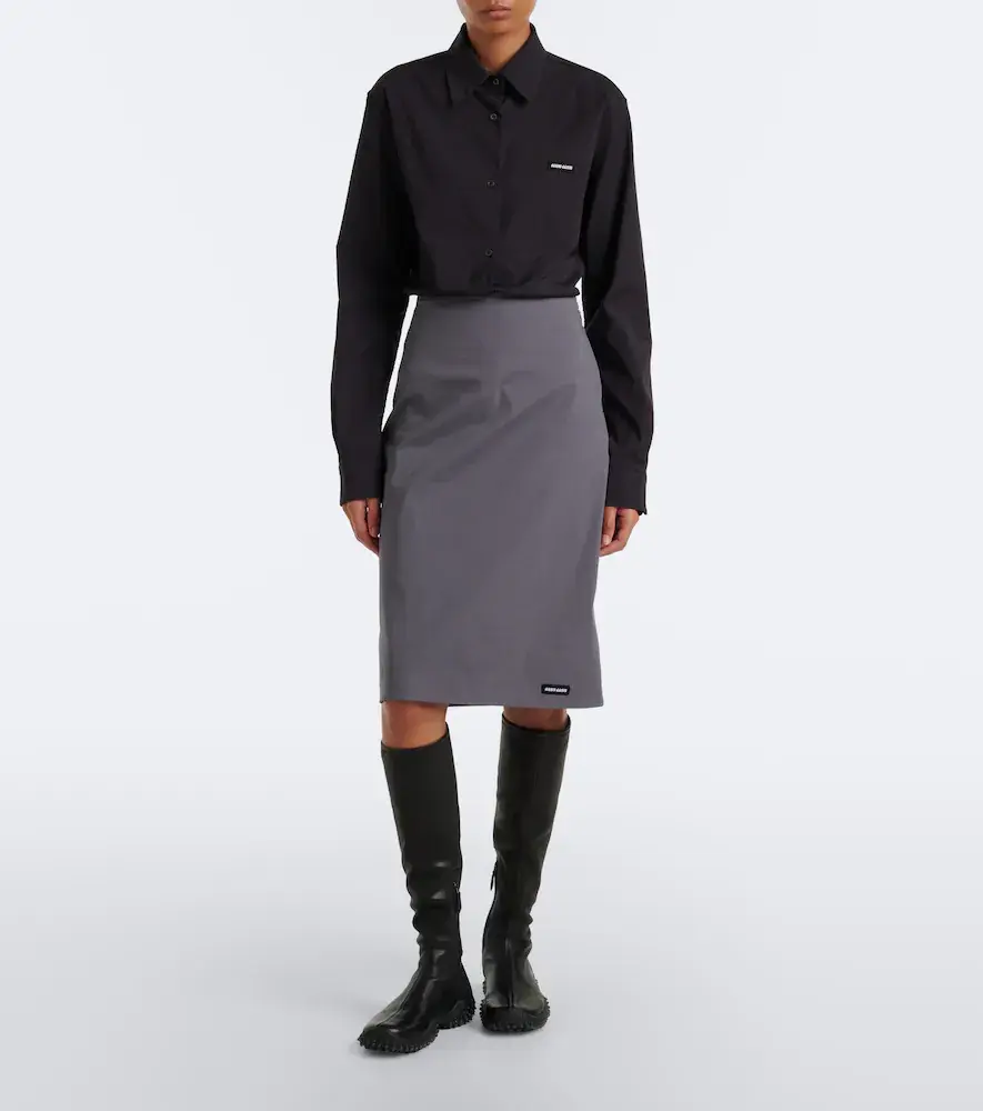 Miu Miu Cotton-blend poplin pencil skirt | Thumbnail 2 Miu Miu Cotton-blend poplin pencil skirt | Thumbnail 2