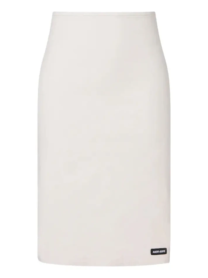 Cotton-blend poplin pencil skirt