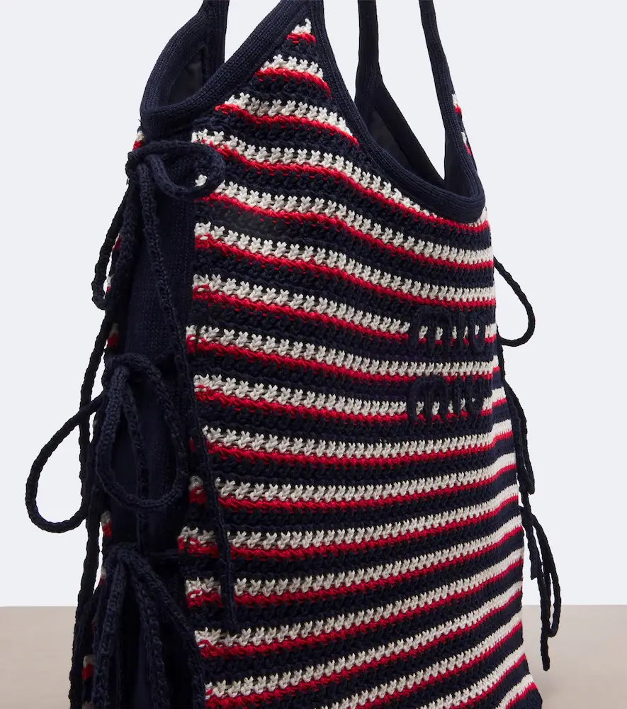 Miu Miu Ivy crochet striped shopper | Thumbnail 2