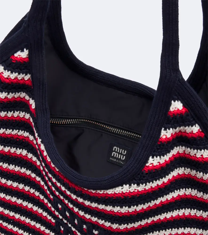 Miu Miu Ivy crochet striped shopper | Thumbnail 4