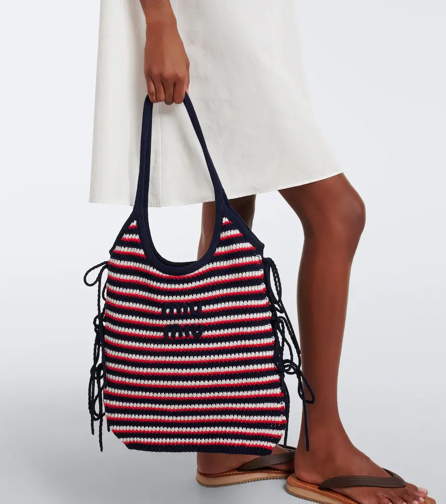 Miu Miu Ivy crochet striped shopper | Thumbnail 5