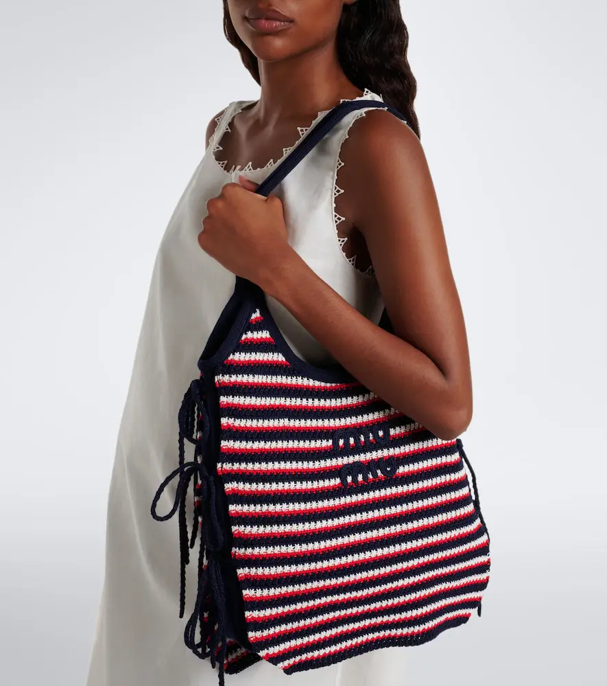 Miu Miu Ivy crochet striped shopper | Thumbnail 7