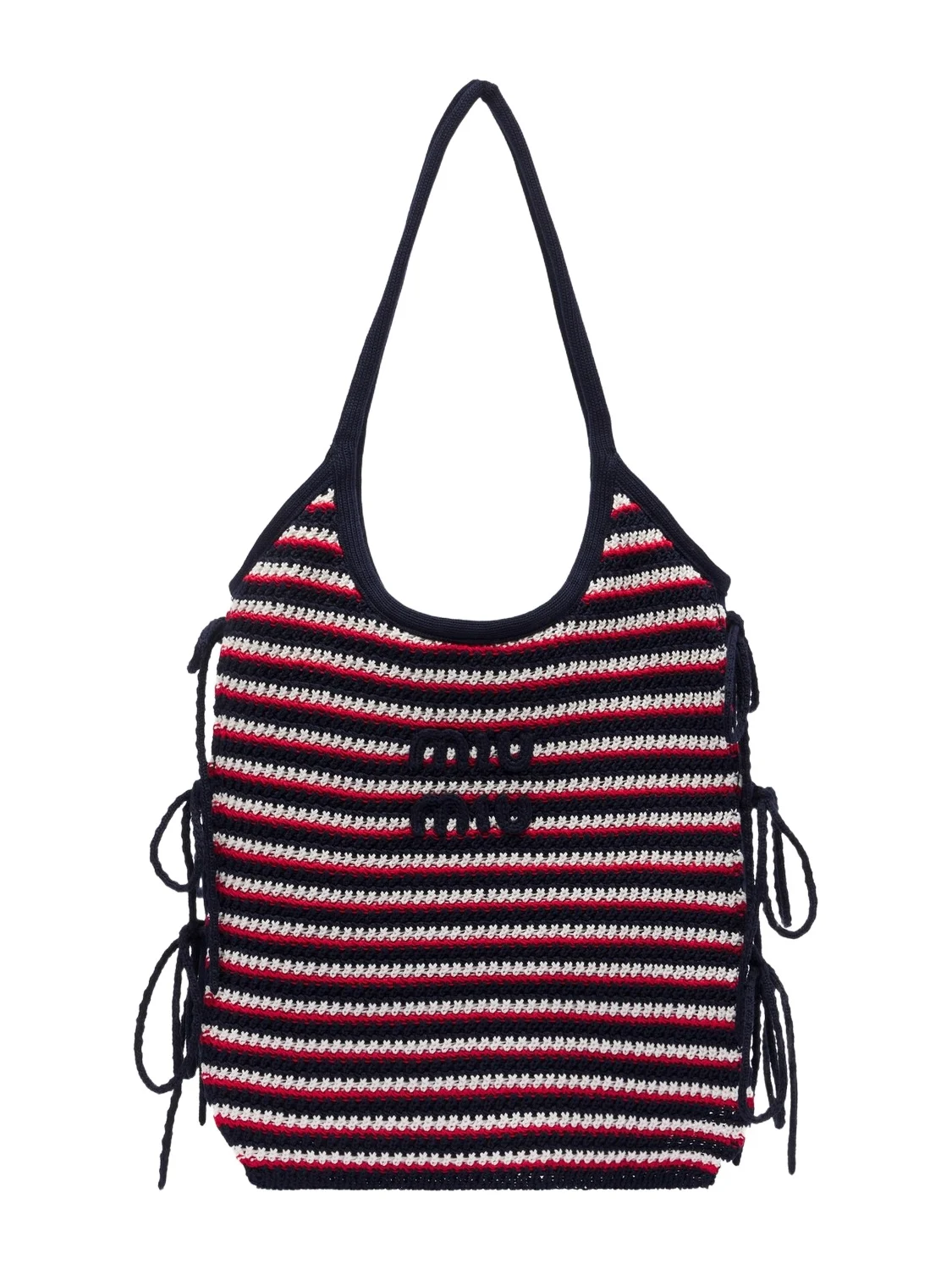 Miu Miu Ivy crochet striped shopper