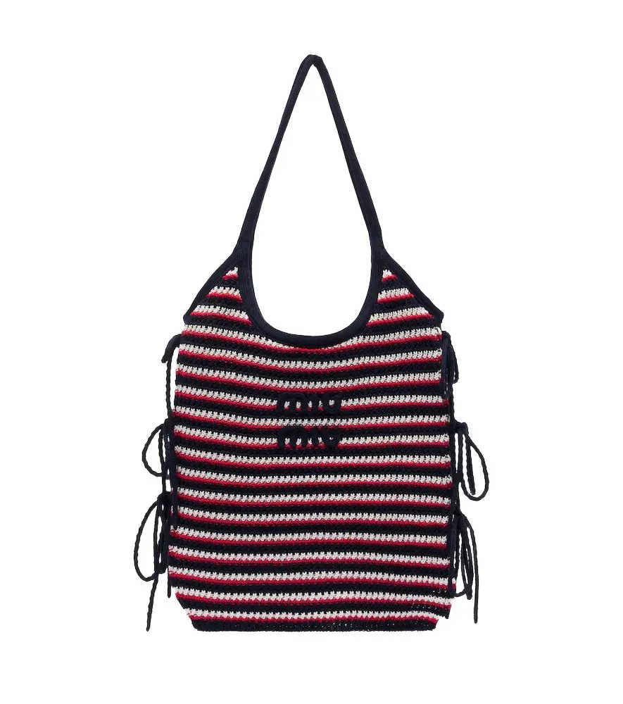 Miu Miu Ivy crochet striped shopper | Image 1 Miu Miu Ivy crochet striped shopper | Image 1