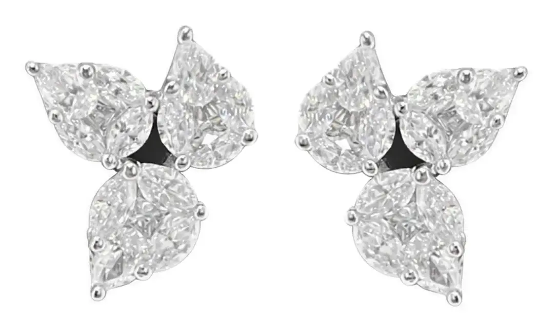 Wish Fine Jewelry 1.18ct Diamond 18K Gold Illusion Triple Pear Earrings | Image 1 Wish Fine Jewelry 1.18ct Diamond 18K Gold Illusion Triple Pear Earrings | Image 1