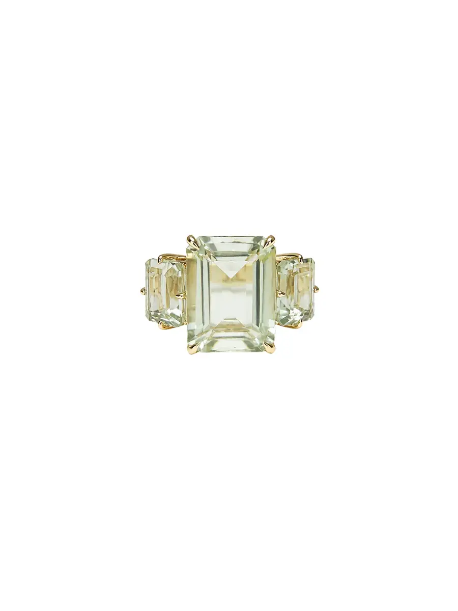 Wish Fine Jewelry 13.851ct Green Amethyst 18K Gold Ring | Image 1 Wish Fine Jewelry 13.851ct Green Amethyst 18K Gold Ring | Image 1