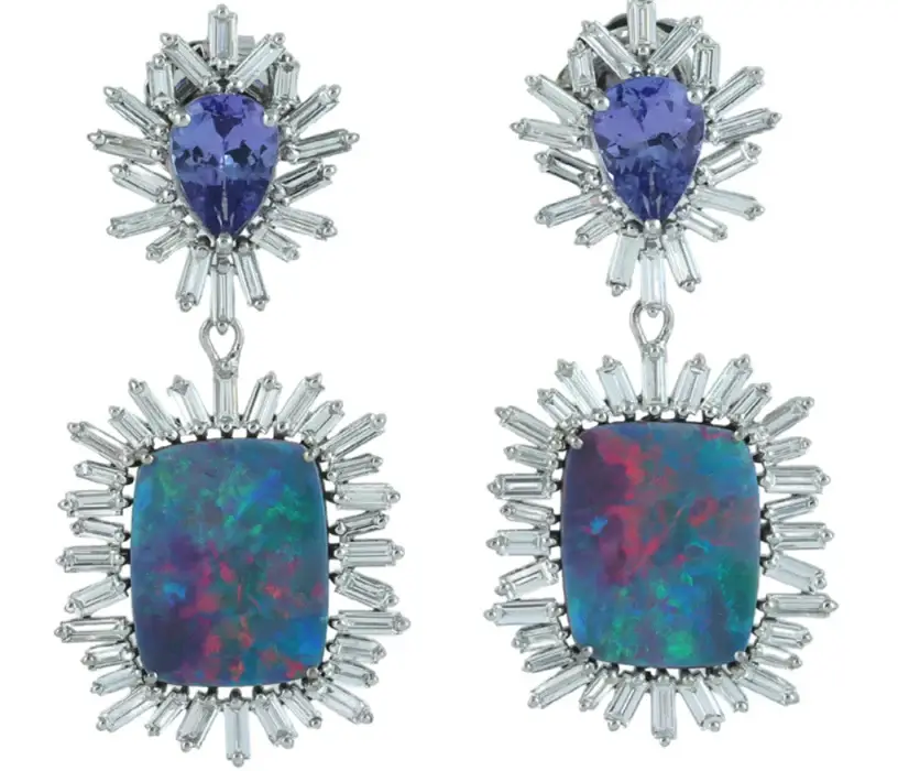Wish Fine Jewelry 14.22ct Diamond Opal Tanzanite 18K Gold Drop Earrings | Image 1 Wish Fine Jewelry 14.22ct Diamond Opal Tanzanite 18K Gold Drop Earrings | Image 1