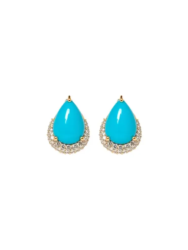 14.81ct Diamond Turquoise 18K Pear Stud Earrings