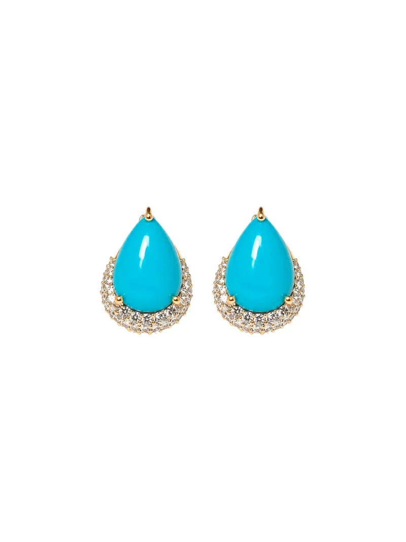 14.81ct Diamond Turquoise 18K Pear Stud Earrings