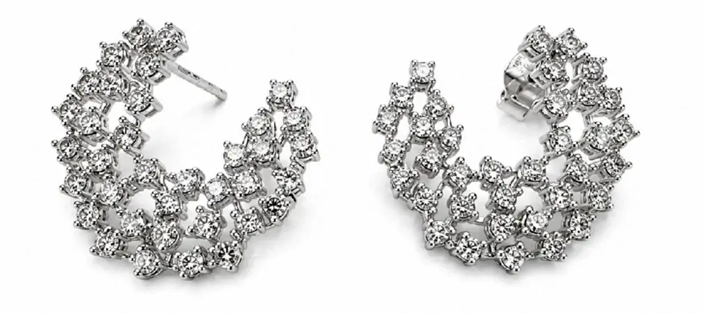 Wish Fine Jewelry 2.0ct Diamond 18K Gold Curved Earrings | Image 1 Wish Fine Jewelry 2.0ct Diamond 18K Gold Curved Earrings | Image 1