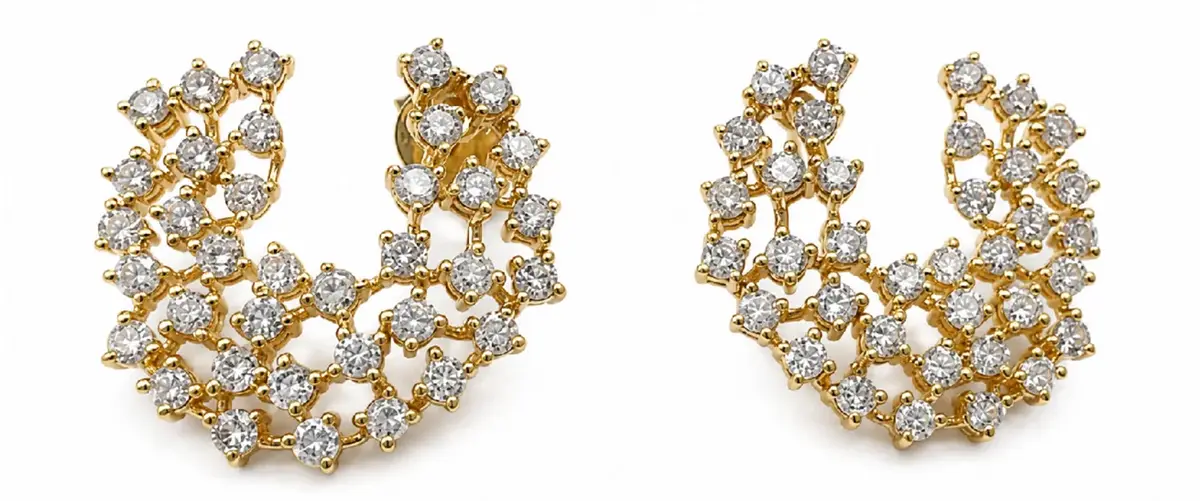 Wish Fine Jewelry 2.0ct Diamond 18K Gold Curved Earrings | Image 1 Wish Fine Jewelry 2.0ct Diamond 18K Gold Curved Earrings | Image 1