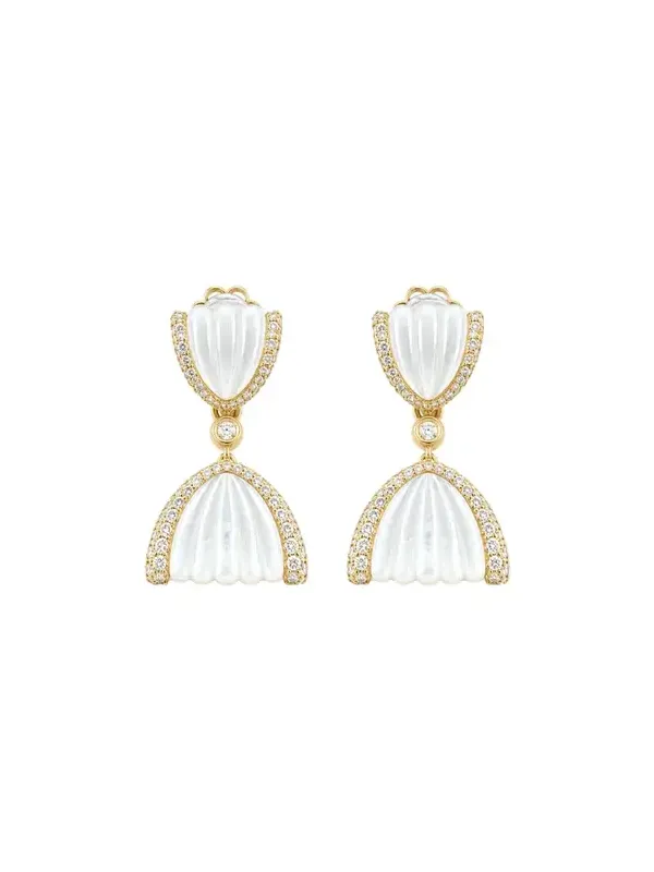 2.61ct Diamond Shell 18K Gold Drop Earrings