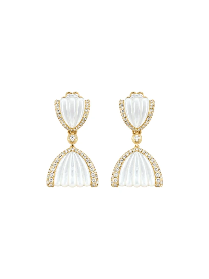 2.61ct Diamond Shell 18K Gold Drop Earrings