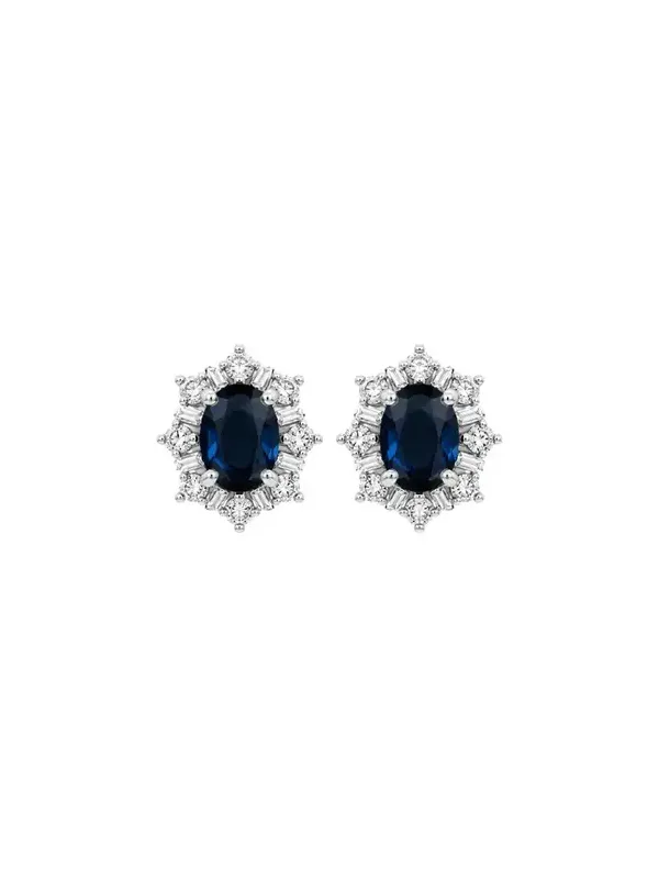 2.82ct Diamond Sapphire 18K Gold Halo Earrings 2.82ct Diamond Sapphire 18K Gold Halo Earrings