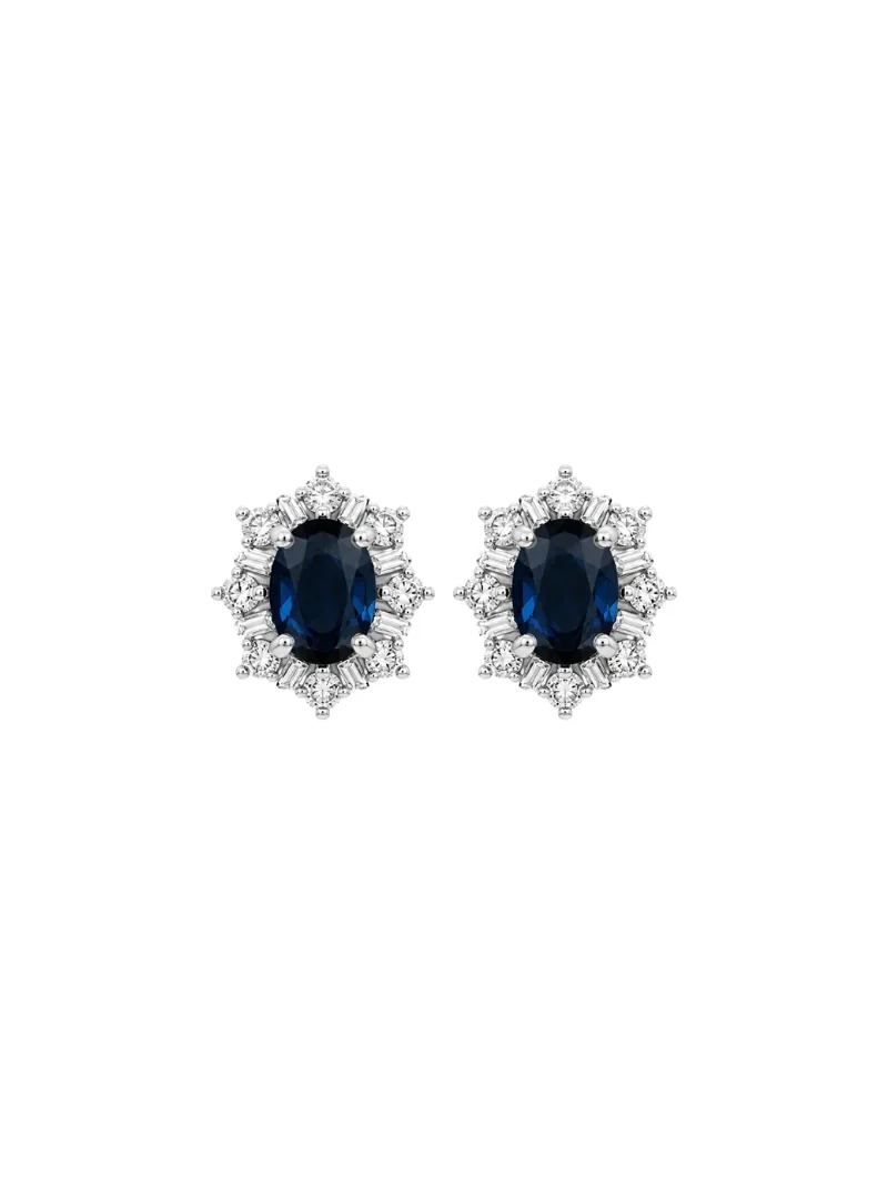 Wish Fine Jewelry 2.82ct Diamond Sapphire 18K Gold Halo Earrings