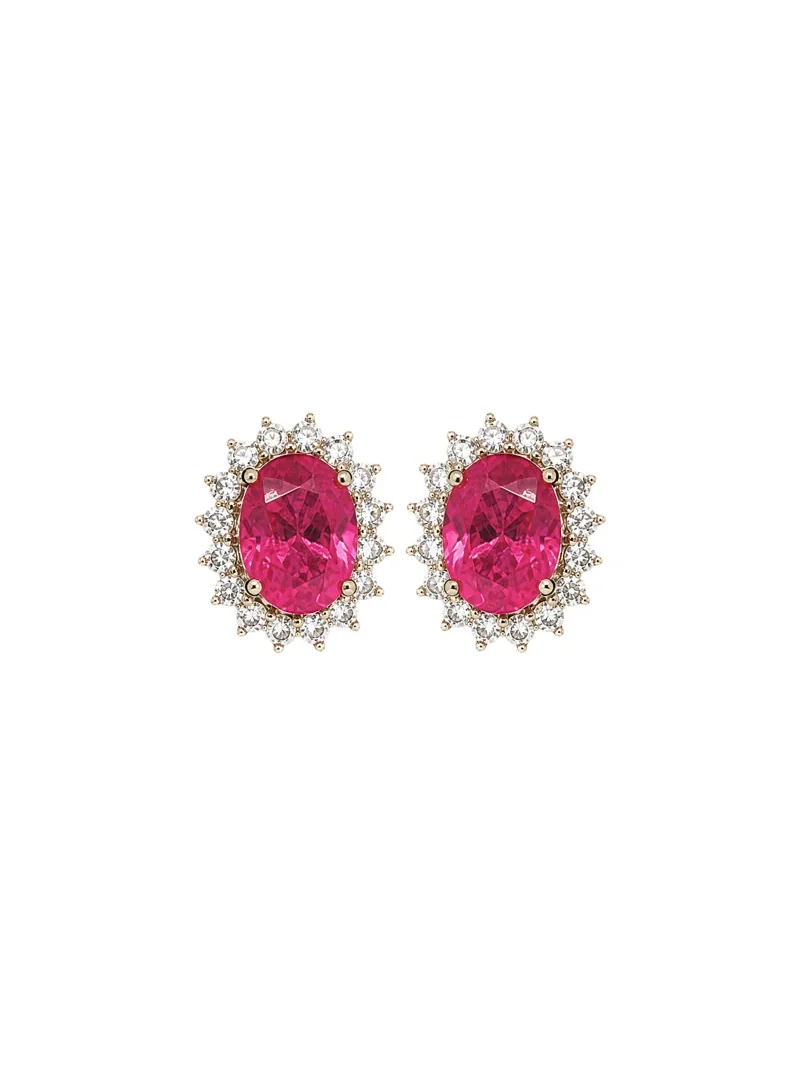 3.06ct Ruby Diamond 18K Gold Halo Stud Earrings 3.06ct Ruby Diamond 18K Gold Halo Stud Earrings