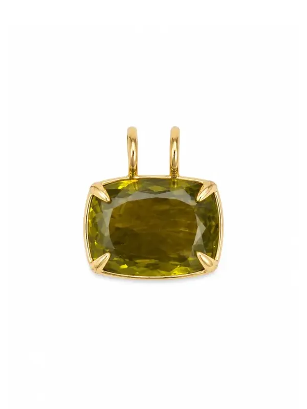 30.38ct Olive Quartz 18K Gold Cushion Statement Pendant