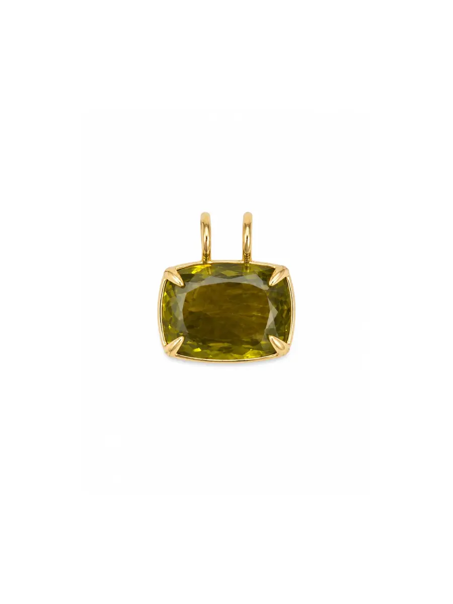 Wish Fine Jewelry 30.38ct Olive Quartz 18K Gold Cushion Statement Pendant | Image 1 Wish Fine Jewelry 30.38ct Olive Quartz 18K Gold Cushion Statement Pendant | Image 1